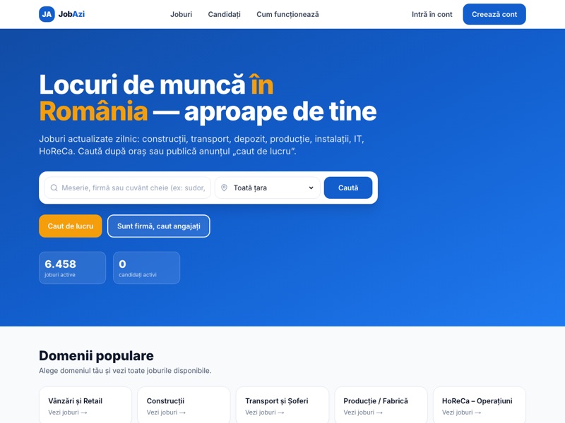 Previzualizare website Jobazi