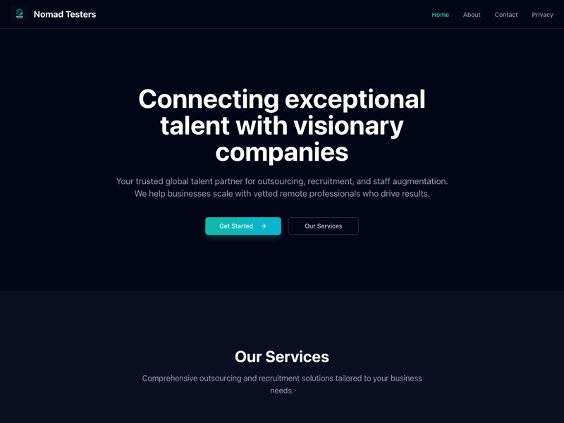 Previzualizare website Nomad Testers
